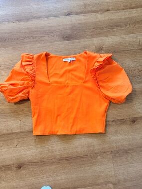 English Factory Orange Puff Sleeve Kids Top